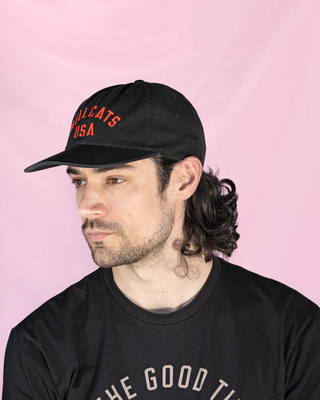 Red Arched Logo Hat - Black Cotton