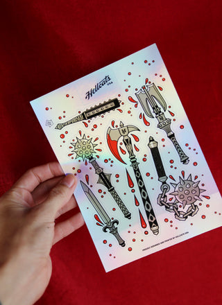 Medieval Weapons Holographic Sticker Sheet