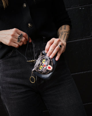 Handmade Leather Cat Purse