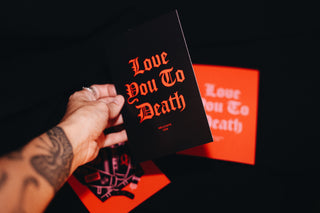 Love You To Death Postcard - Black